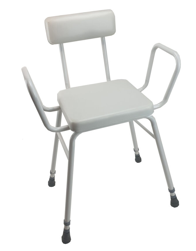 Perching stool HF seat, HF padded back, steel loop arms Integrity